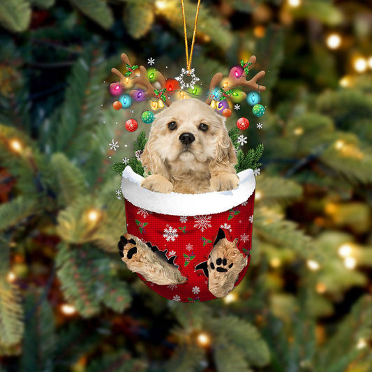 Cream Cocker Spaniel In Snow Pocket Christmas Ornament