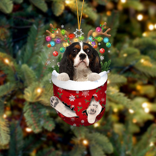 Cavalier King Charles Spaniel 3 In Snow Pocket Christmas Ornament