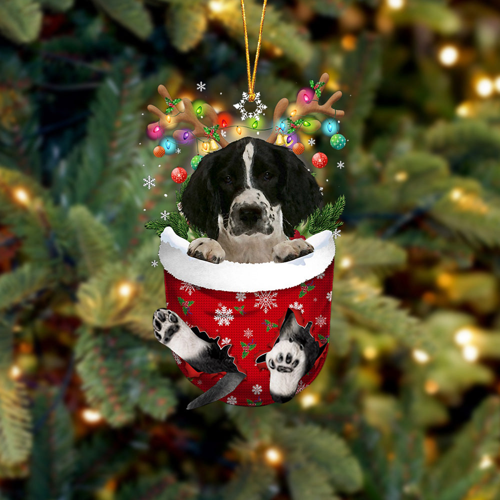 English Springer Spaniel 2 In Snow Pocket Christmas Ornament