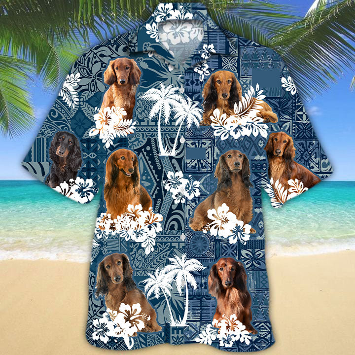 Long Haired Dachshund Hawaiian Shirt TD01