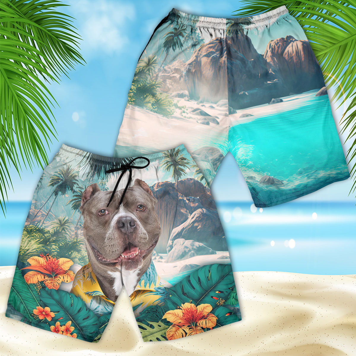 American Bully - 3D Men's Beach Short