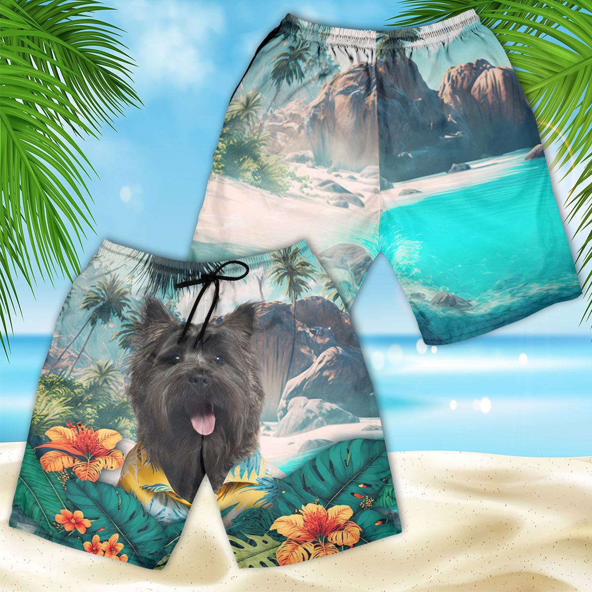 Cairn Terrier - 3D Men's Beach Short
