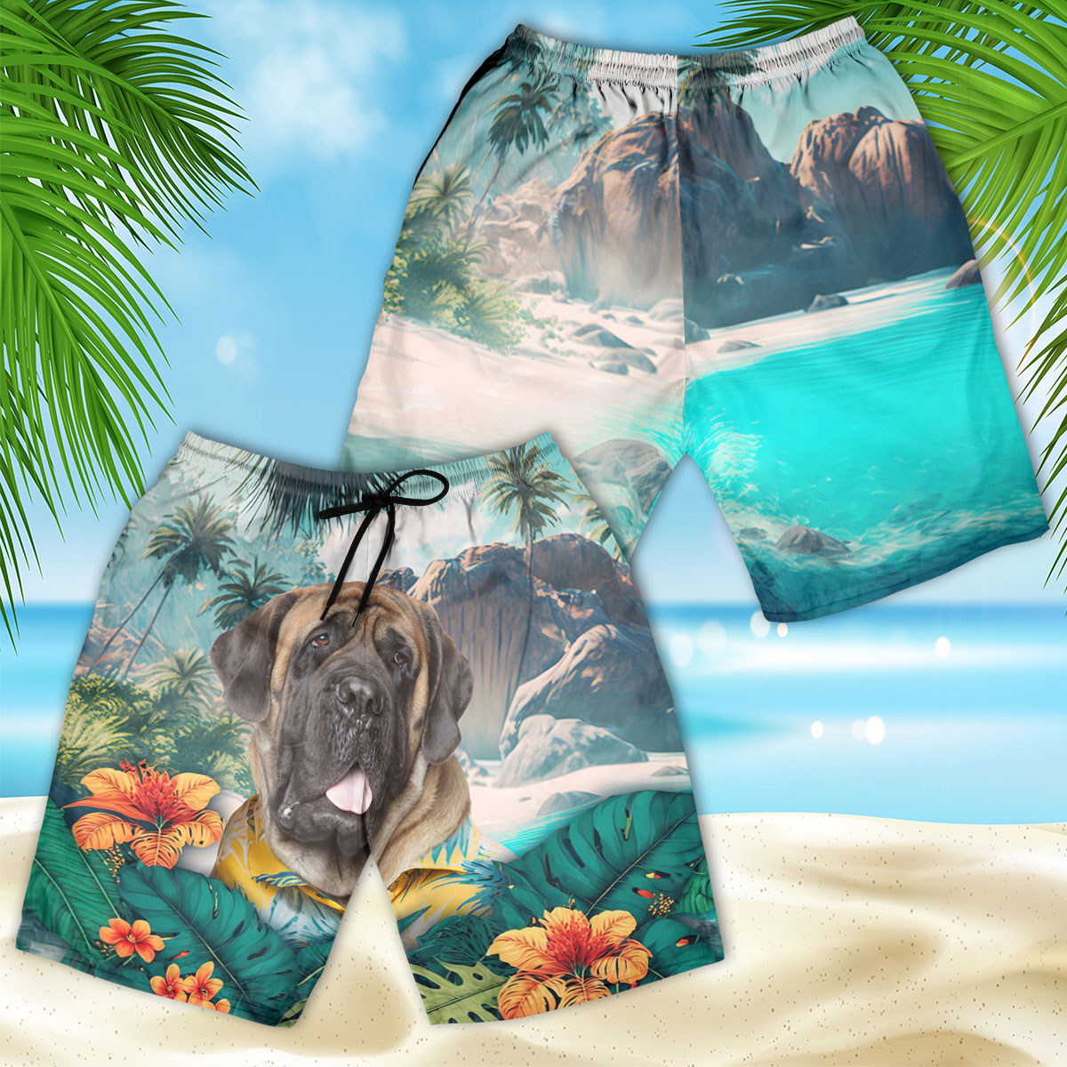 English Mastiff - 3D Men's Beach Short