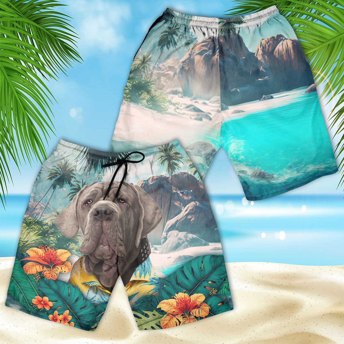 Neapolitan Mastiff - 3D Men's Beach Short