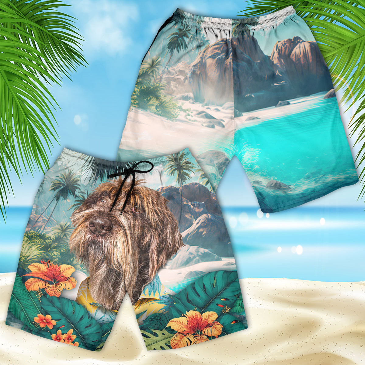 Wirehaired Pointing Griffon - 3D Men's Beach Short