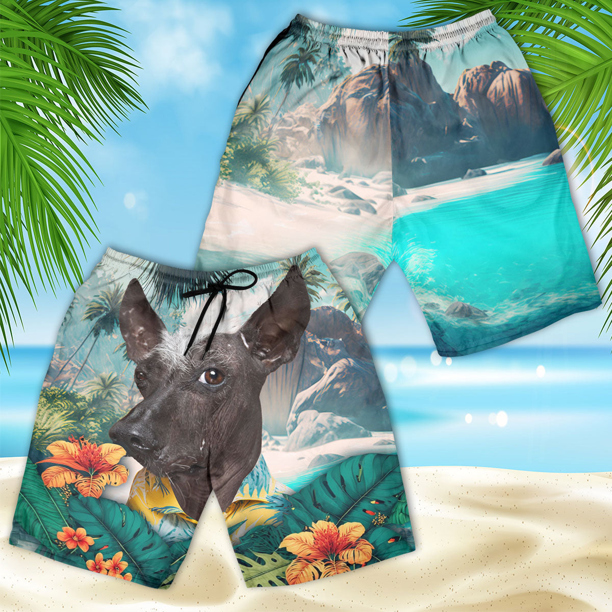 Xoloitzcuintle - 3D Men's Beach Short