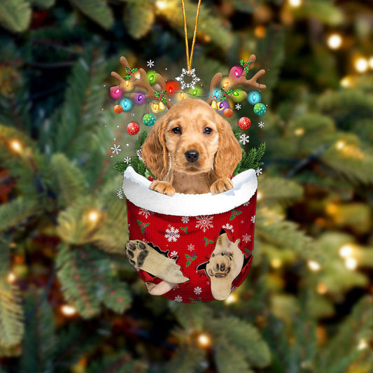 Golden Cocker Spaniel In Snow Pocket Christmas Ornament