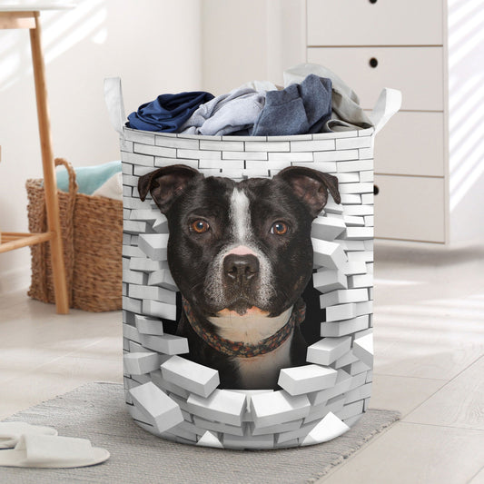 American Staffordshire Terrier - In The Hole Of Wall Pattern Laundry Basket