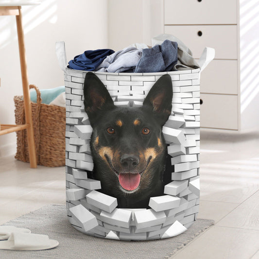 Australian Kelpie - In The Hole Of Wall Pattern Laundry Basket