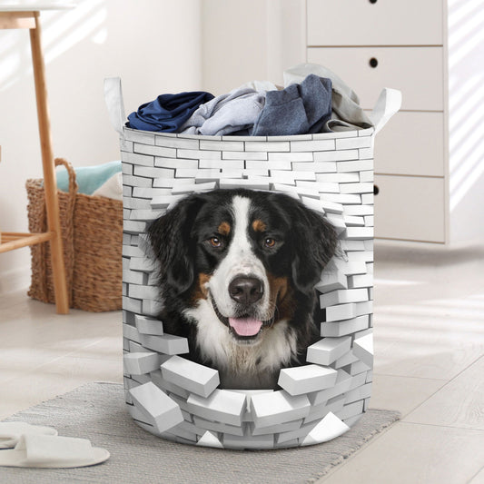 Bernese Mountain Dog - In The Hole Of Wall Pattern Laundry Basket
