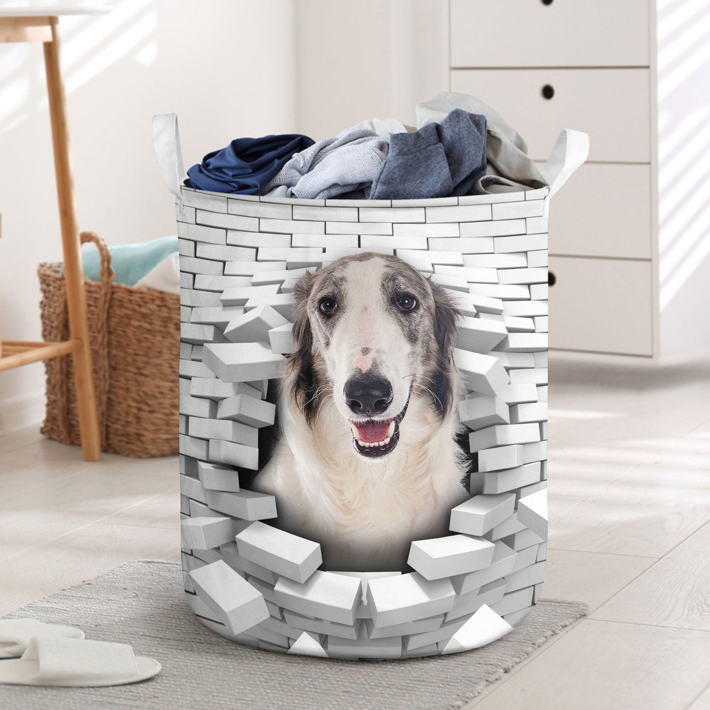 Borzoi - In The Hole Of Wall Pattern Laundry Basket