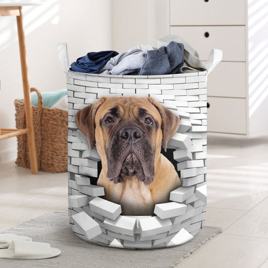 Bullmastiff - In The Hole Of Wall Pattern Laundry Basket