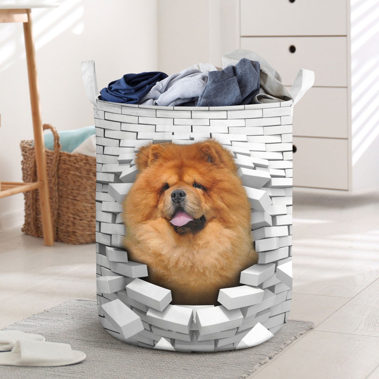 Chow Chow - In The Hole Of Wall Pattern Laundry Basket