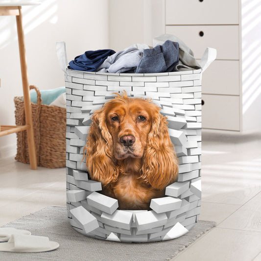 Cocker Spaniel - In The Hole Of Wall Pattern Laundry Basket