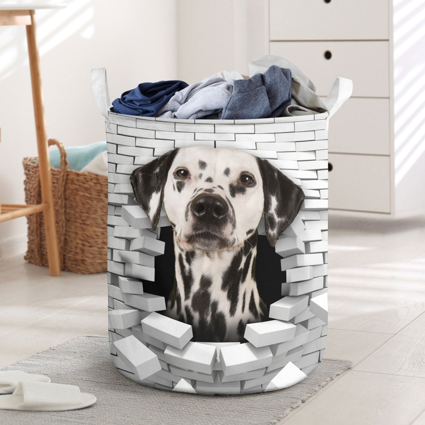 Dalmatian - In The Hole Of Wall Pattern Laundry Basket