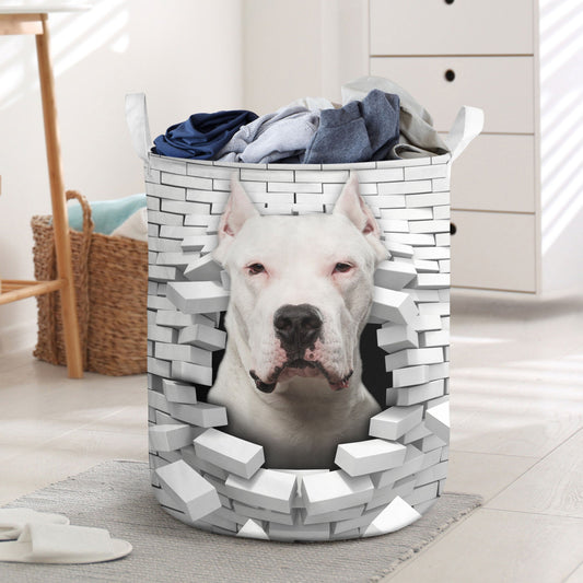 Dogo Argentino - In The Hole Of Wall Pattern Laundry Basket