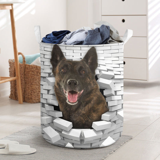 Dutch Shepherd - In The Hole Of Wall Pattern Laundry Basket