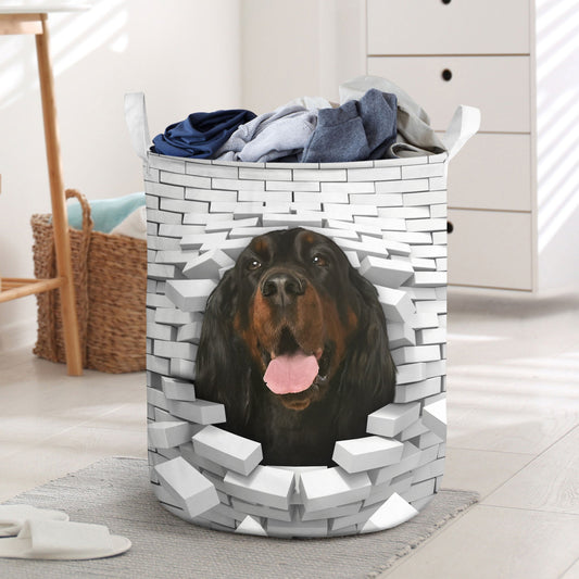 Gordon Setter - In The Hole Of Wall Pattern Laundry Basket