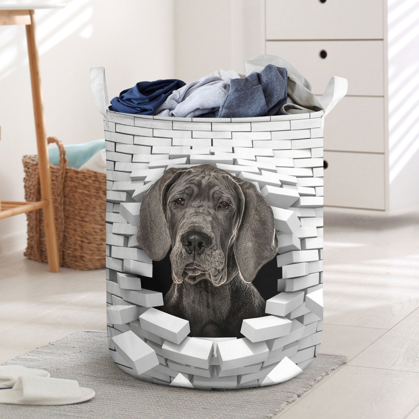 Great Dane - In The Hole Of Wall Pattern Laundry Basket