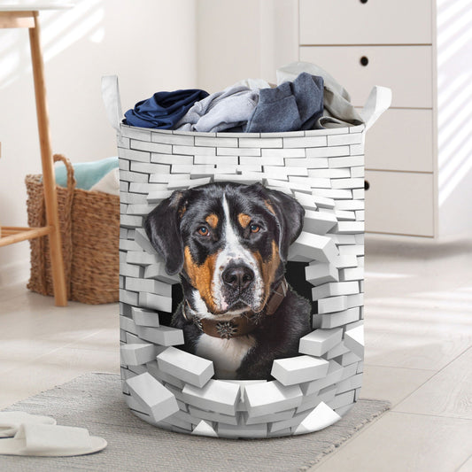 Greater Swiss Mountain Dog - In The Hole Of Wall Pattern Laundry Basket