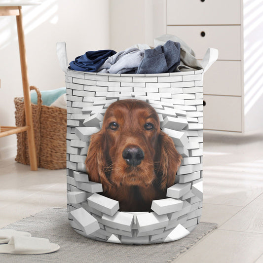 Irish Setter - In The Hole Of Wall Pattern Laundry Basket