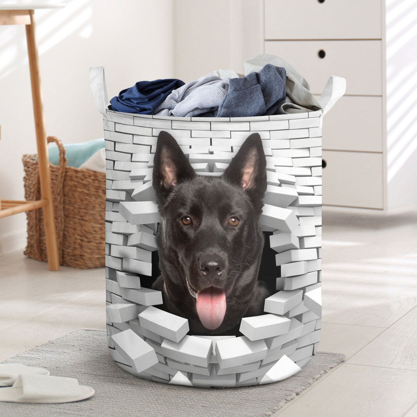 Karelian Bear Dog - In The Hole Of Wall Pattern Laundry Basket