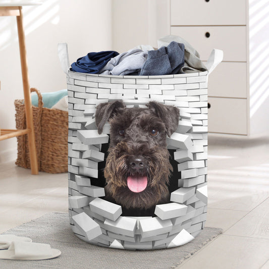 Kerry Blue Terrier - In The Hole Of Wall Pattern Laundry Basket