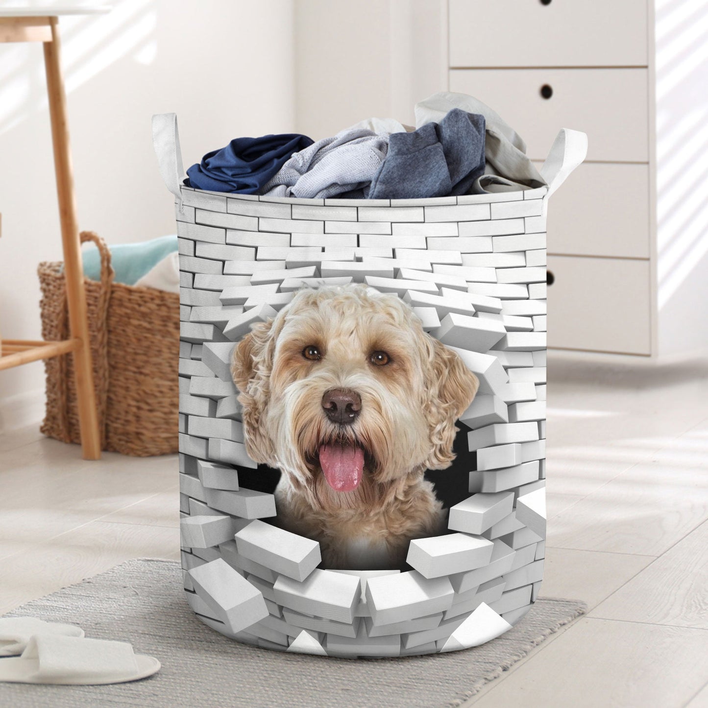 Labradoodle - In The Hole Of Wall Pattern Laundry Basket