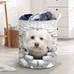 Maltese - In The Hole Of Wall Pattern Laundry Basket
