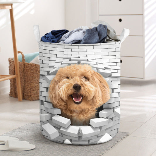 Maltipoo - In The Hole Of Wall Pattern Laundry Basket