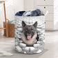 Norwegian Elkhound - In The Hole Of Wall Pattern Laundry Basket