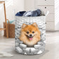Pomeranian - In The Hole Of Wall Pattern Laundry Basket