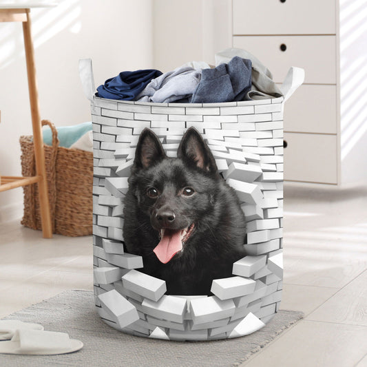 Schipperke - In The Hole Of Wall Pattern Laundry Basket