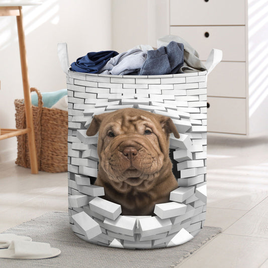 Shar Pei - In The Hole Of Wall Pattern Laundry Basket