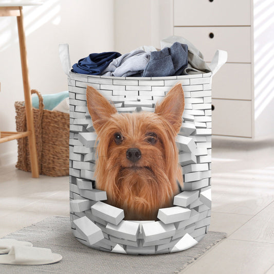 Silky Terrier - In The Hole Of Wall Pattern Laundry Basket