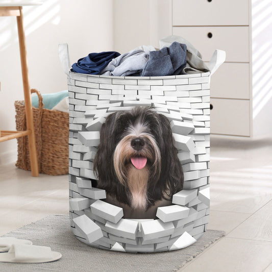 Tibetan Terrier - In The Hole Of Wall Pattern Laundry Basket