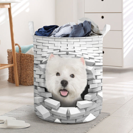 West Highland White Terrier - In The Hole Of Wall Pattern Laundry Basket