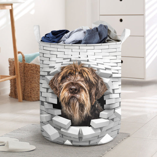 Wirehaired Pointing Griffon - In The Hole Of Wall Pattern Laundry Basket