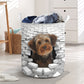 Yorkie-Poo - In The Hole Of Wall Pattern Laundry Basket
