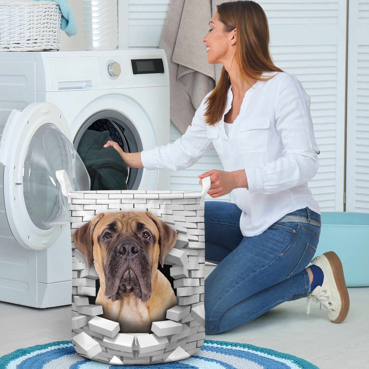 Bullmastiff - In The Hole Of Wall Pattern Laundry Basket