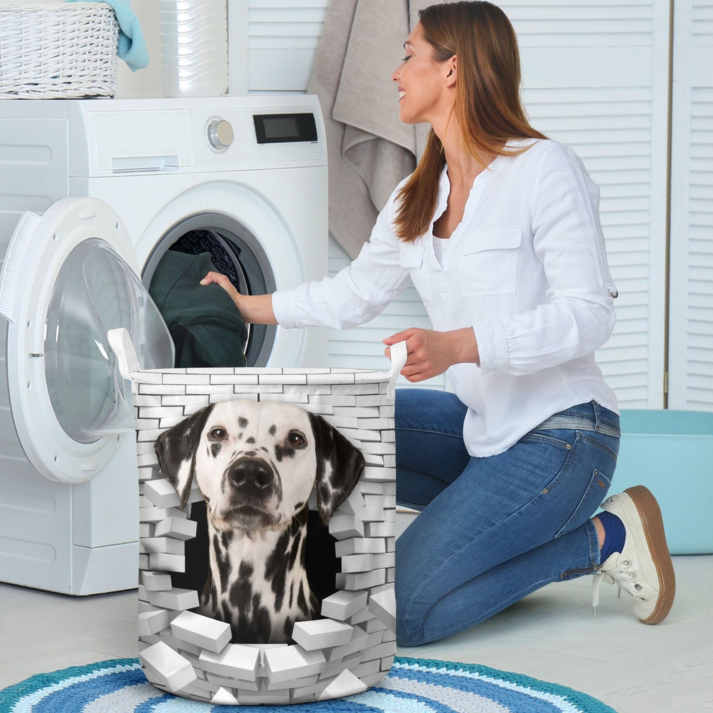 Dalmatian - In The Hole Of Wall Pattern Laundry Basket