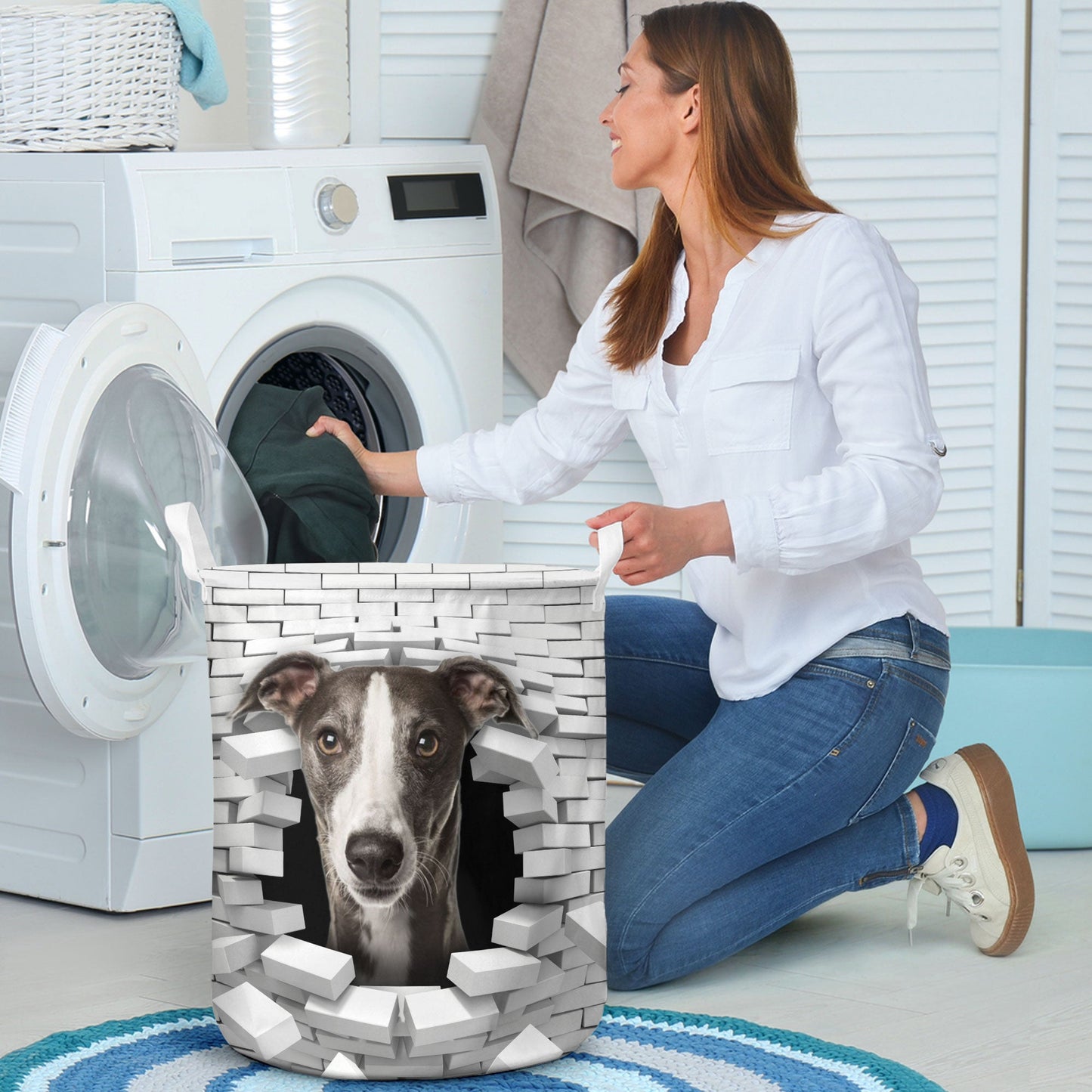 Whippet - In The Hole Of Wall Pattern Laundry Basket