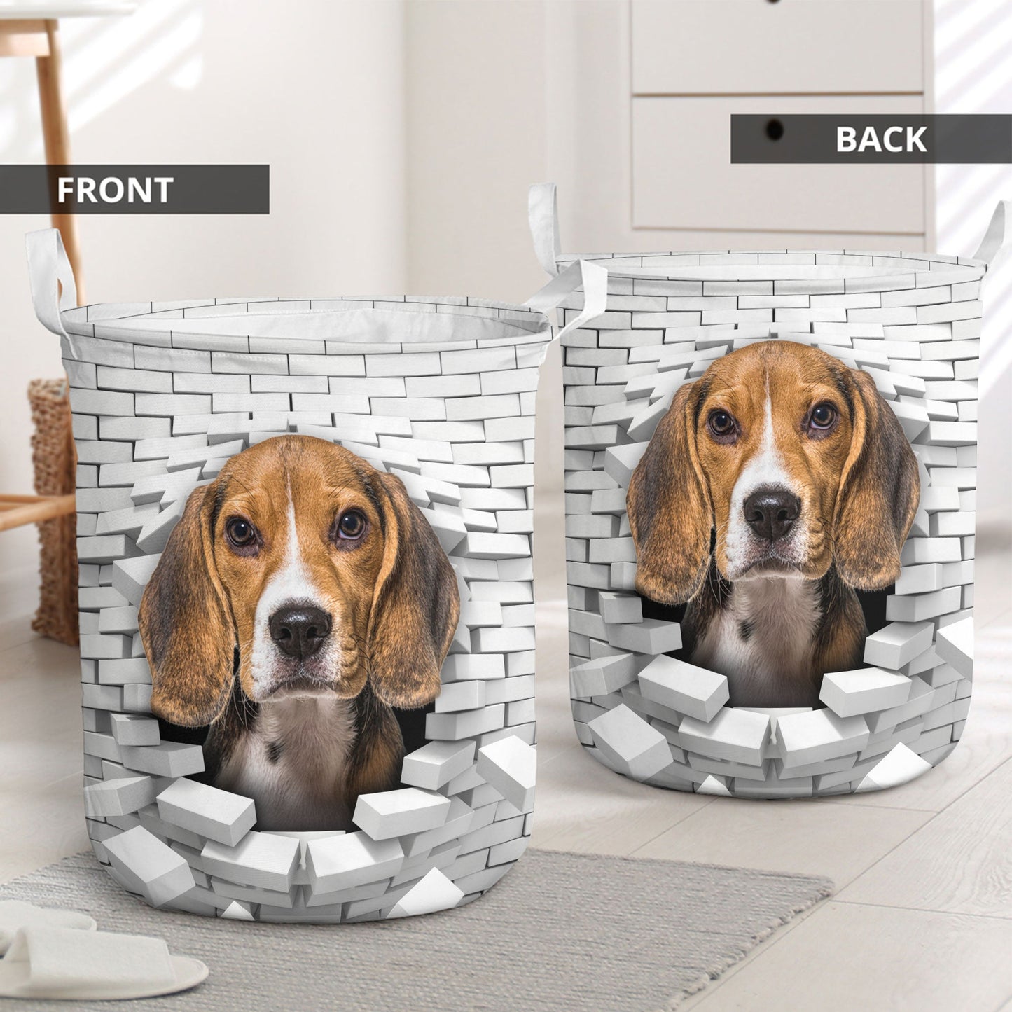 Beagle - In The Hole Of Wall Pattern Laundry Basket