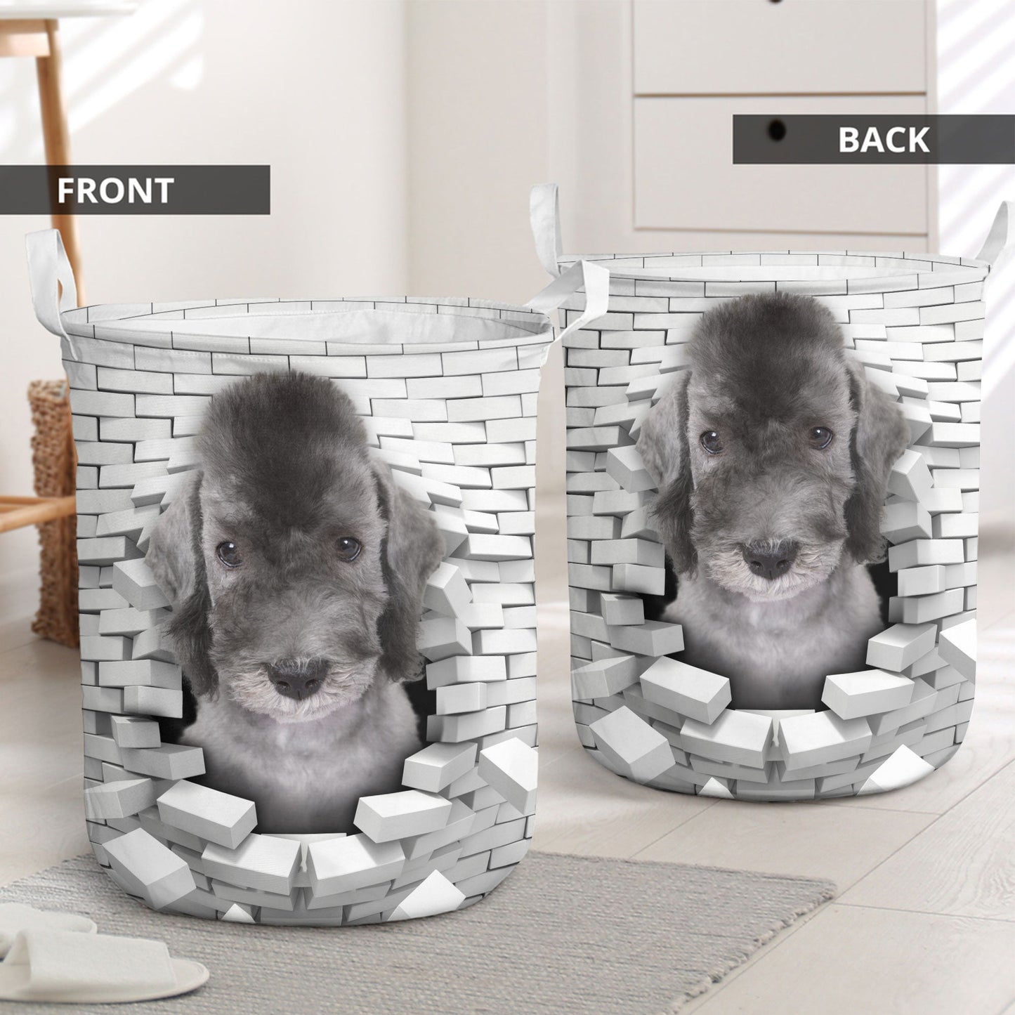 Bedlington Terrier - In The Hole Of Wall Pattern Laundry Basket