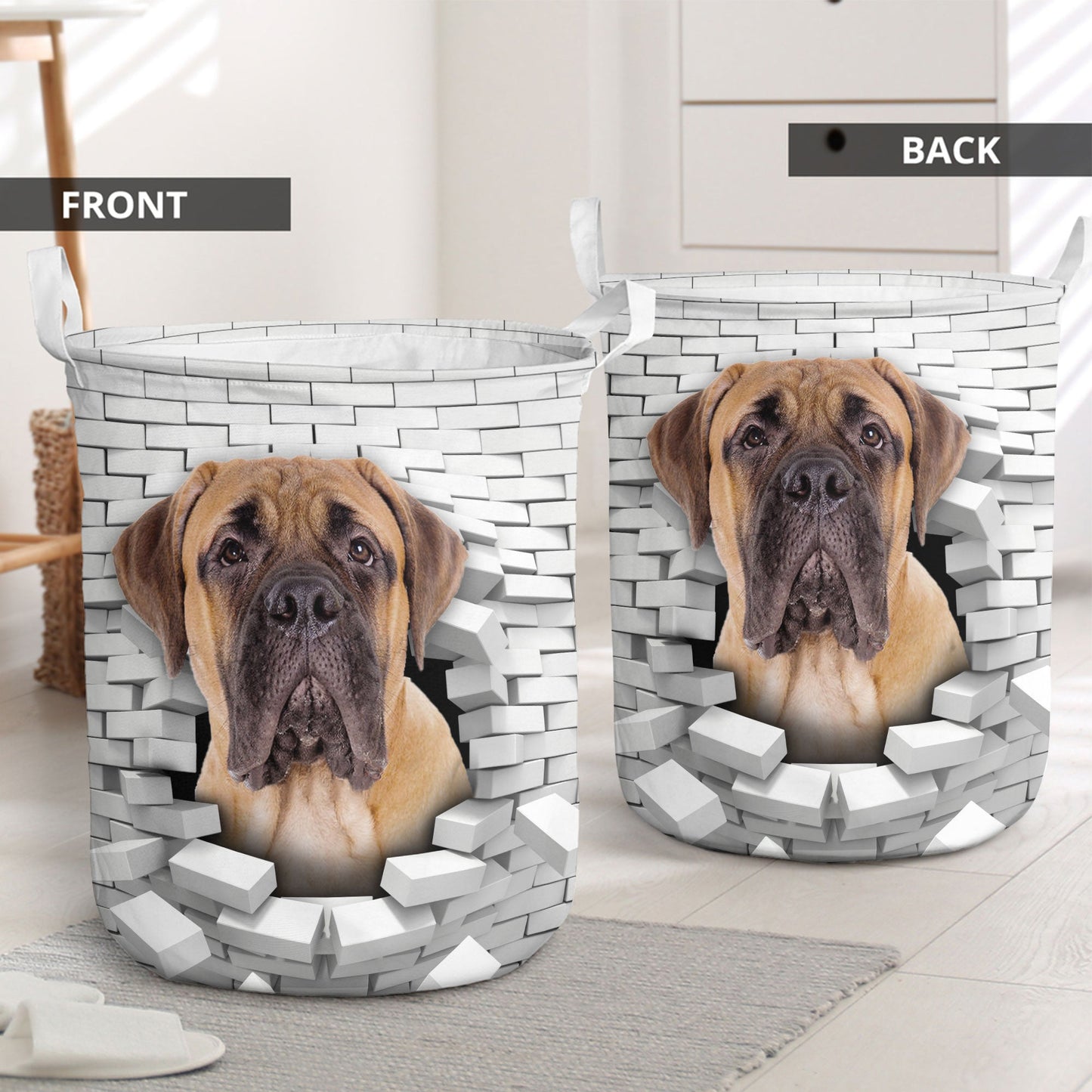 Bullmastiff - In The Hole Of Wall Pattern Laundry Basket