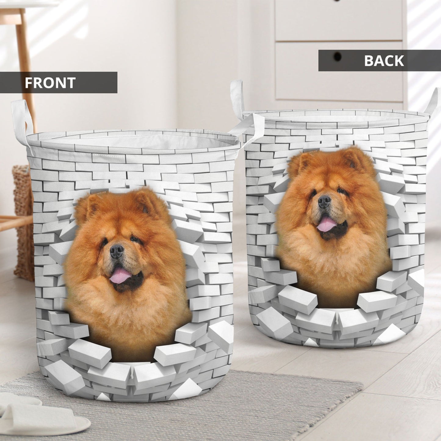 Chow Chow - In The Hole Of Wall Pattern Laundry Basket