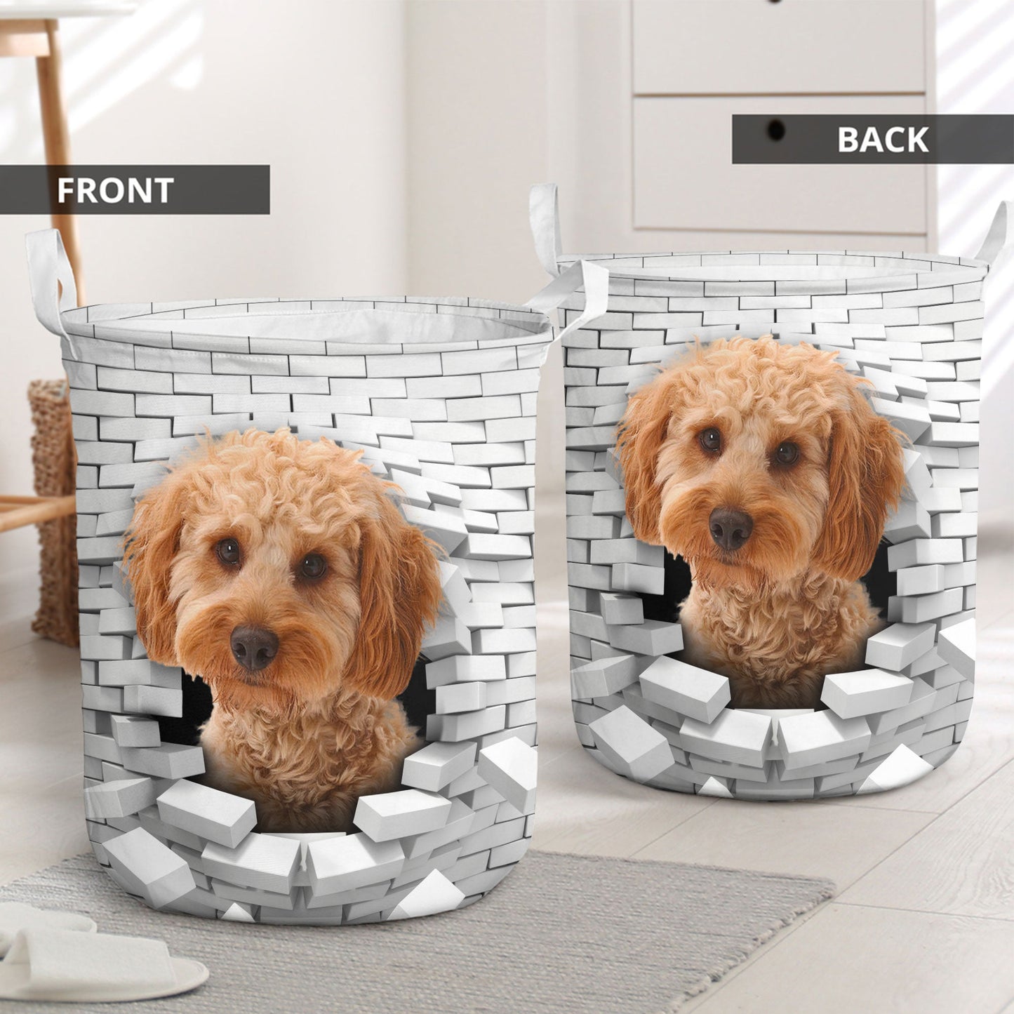 Cockapoo - In The Hole Of Wall Pattern Laundry Basket