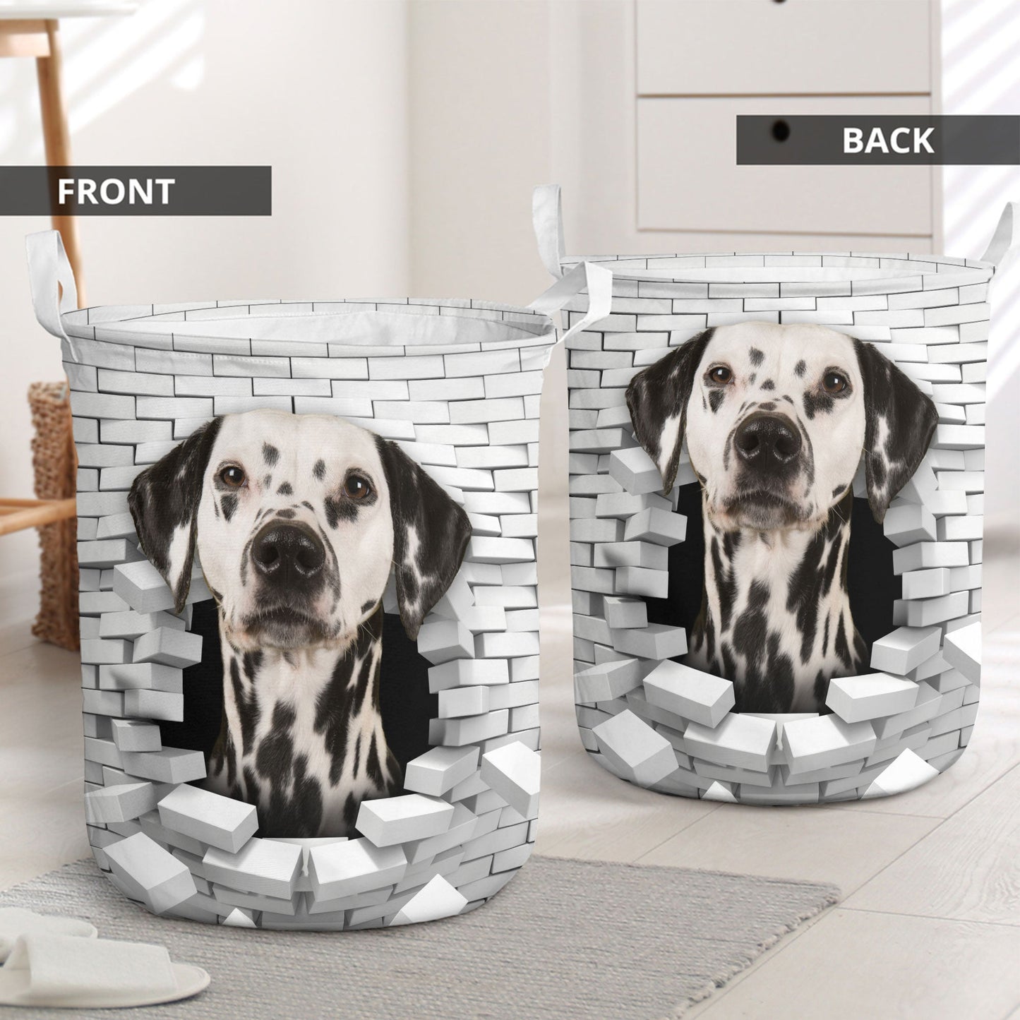 Dalmatian - In The Hole Of Wall Pattern Laundry Basket