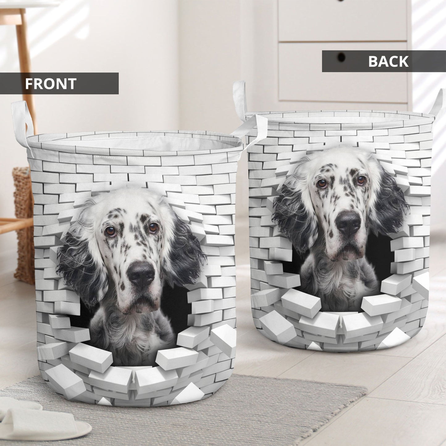 English Setter - In The Hole Of Wall Pattern Laundry Basket