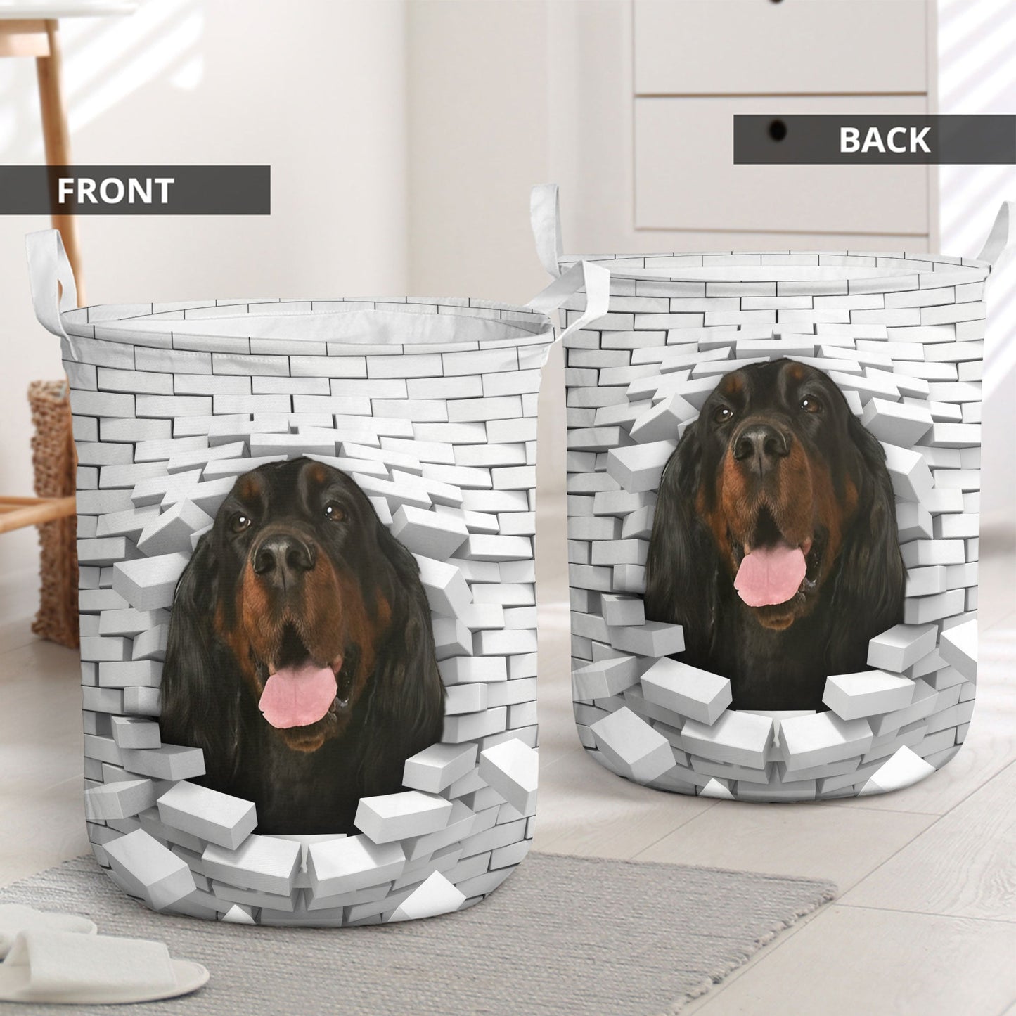 Gordon Setter - In The Hole Of Wall Pattern Laundry Basket